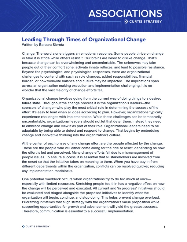 Leading Through Times of Organizational Change